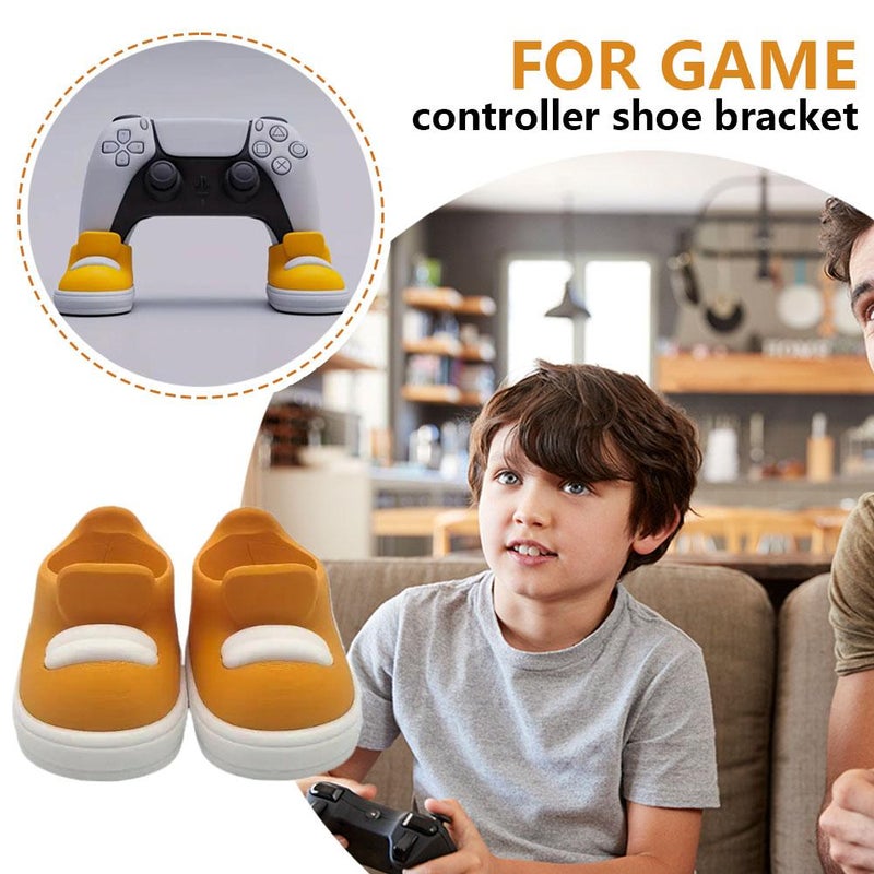 Game Controller Stand Set – Shoe-shaped Universal Holder for Ps & Wireless Controllers, Yellow and White Pla Design, Compact 70g Display Stand for Gaming Desk - Image 3